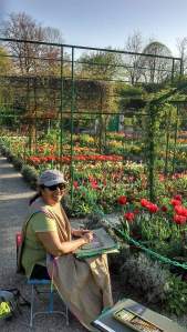 peinture de fleurs dans le jardin de Claude Monet