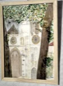 "la cathédrale cachée" aquarelle 30x40 cm pascale coutoux réalisée lors d'une journée des peintres à Senlis