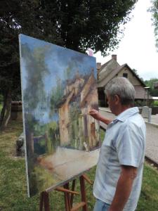 Joel Desrues peint le moulin de Fourges
