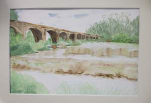 "pont sur la rivière" aquarelle pascale coutoux