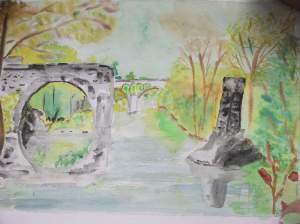 vieux pont aquarelle pascale coutoux
