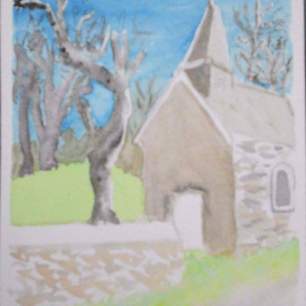 chapelle à Anost carte aquarelle